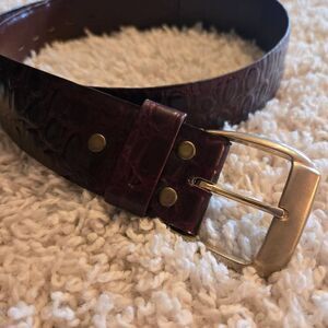 Vintage Hudson's of Indiana Patent Leather Belt Reddish Brown Croc Embossed 36